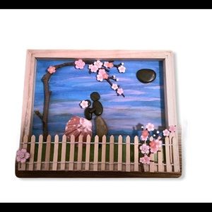 Romantic Handmade Pebble art couple 8x10
